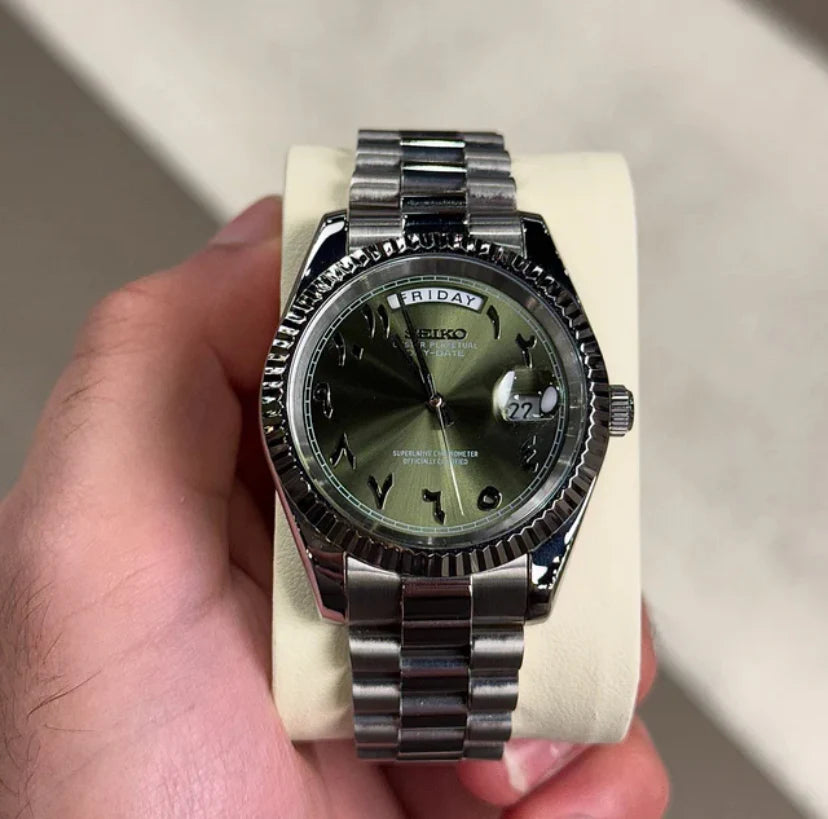 Seiko Day-Date Olive Arabic Dial